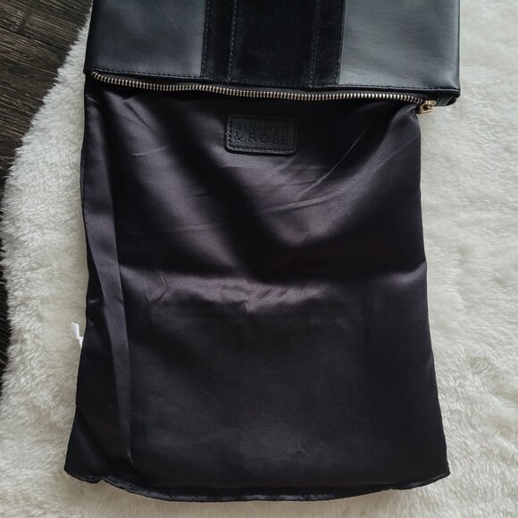 Summer & Rose Vegan Leather and Velvet Roni Fold Over Clutch in Black - Picture 8 of 11